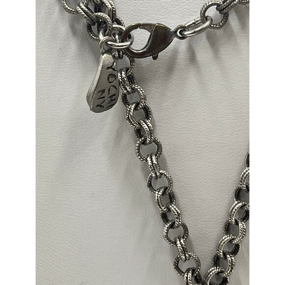 YOCHI NY Designer Turquoise Blue Round Large Round Cabochon Pendant Necklace 36” - Picture 3 of 9